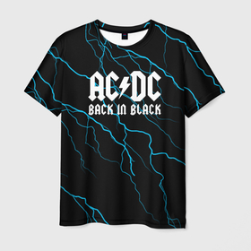 Мужская футболка 3D с принтом [AC DC]   Молнии в Екатеринбурге, 100% полиэфир | прямой крой, круглый вырез горловины, длина до линии бедер | ac dc | acdc | back in black | ас дс | асдс | музыка | рок