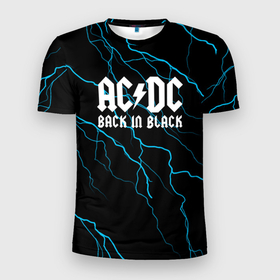 Мужская футболка 3D Slim с принтом [AC DC]   Молнии в Санкт-Петербурге, 100% полиэстер с улучшенными характеристиками | приталенный силуэт, круглая горловина, широкие плечи, сужается к линии бедра | Тематика изображения на принте: ac dc | acdc | back in black | ас дс | асдс | музыка | рок