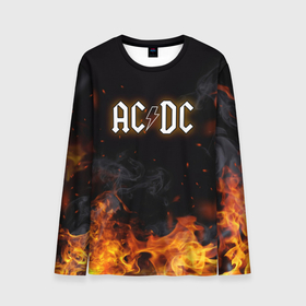 Мужской лонгслив 3D с принтом [AC DC]   Fire в Санкт-Петербурге, 100% полиэстер | длинные рукава, круглый вырез горловины, полуприлегающий силуэт | ac dc | acdc | back in black | ас дс | асдс | музыка | рок