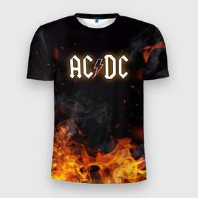 Мужская футболка 3D Slim с принтом [AC DC]   Fire в Кировске, 100% полиэстер с улучшенными характеристиками | приталенный силуэт, круглая горловина, широкие плечи, сужается к линии бедра | ac dc | acdc | back in black | ас дс | асдс | музыка | рок