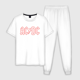 Мужская пижама хлопок с принтом [AC DC]   Logo в Курске, 100% хлопок | брюки и футболка прямого кроя, без карманов, на брюках мягкая резинка на поясе и по низу штанин
 | ac dc | acdc | back in black | ас дс | асдс | музыка | рок