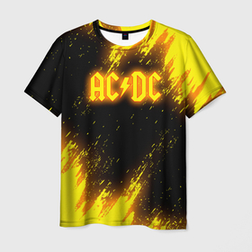 Мужская футболка 3D с принтом [AC DC]   Neon в Екатеринбурге, 100% полиэфир | прямой крой, круглый вырез горловины, длина до линии бедер | ac dc | acdc | back in black | ас дс | асдс | музыка | рок