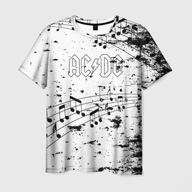 Мужская футболка 3D с принтом [AC DC]   Музыкальные ноты в Екатеринбурге, 100% полиэфир | прямой крой, круглый вырез горловины, длина до линии бедер | ac dc | acdc | back in black | ас дс | асдс | музыка | рок
