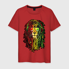 Мужская футболка хлопок с принтом Jam lioN в Тюмени, 100% хлопок | прямой крой, круглый вырез горловины, длина до линии бедер, слегка спущенное плечо. | animal | dreadlocks | headphones | jah | jamaica | king | lion | music | rasta | rastafari | reggae | джа | дреды | лев | музыка | очки | раста | растаман | растафари | регги | рэгги | царь зверей | ямайка