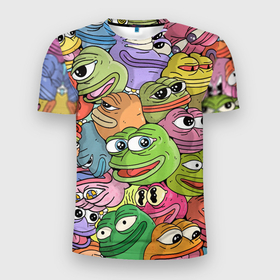 Мужская футболка 3D Slim с принтом Pepe BOMBING в Екатеринбурге, 100% полиэстер с улучшенными характеристиками | приталенный силуэт, круглая горловина, широкие плечи, сужается к линии бедра | Тематика изображения на принте: ez | peepo | pepe | twitch | жабки | жабы | мем | пепе | пипо | пэпэ | твич смайлики