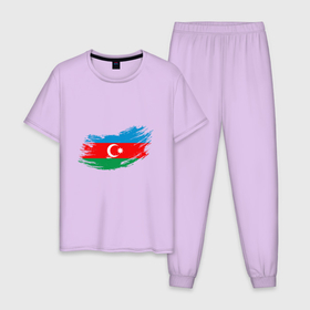Мужская пижама хлопок с принтом Флаг   Азербайджан в Санкт-Петербурге, 100% хлопок | брюки и футболка прямого кроя, без карманов, на брюках мягкая резинка на поясе и по низу штанин
 | europe | odlar yurdu | ussr | азер | азербайджан | азербайджанец | азия | баку | горы | европа | закавказье | кавказ | карта | каспийское море | республика | ссср | страна огней | турист | флаг