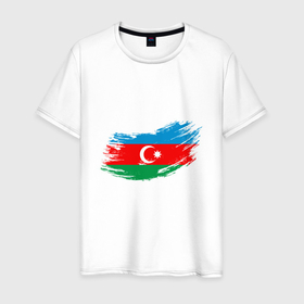Мужская футболка хлопок с принтом Флаг   Азербайджан в Белгороде, 100% хлопок | прямой крой, круглый вырез горловины, длина до линии бедер, слегка спущенное плечо. | europe | odlar yurdu | ussr | азер | азербайджан | азербайджанец | азия | баку | горы | европа | закавказье | кавказ | карта | каспийское море | республика | ссср | страна огней | турист | флаг