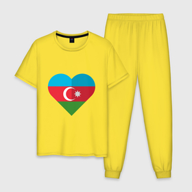 Мужская пижама хлопок с принтом Сердце Азербайджана в Тюмени, 100% хлопок | брюки и футболка прямого кроя, без карманов, на брюках мягкая резинка на поясе и по низу штанин
 | Тематика изображения на принте: europe | odlar yurdu | ussr | азер | азербайджан | азербайджанец | азия | баку | горы | европа | закавказье | кавказ | карта | каспийское море | республика | сердце | ссср | страна огней | турист | флаг