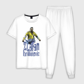 Мужская пижама хлопок с принтом Zlatan Ibrahimovich   Milan в Кировске, 100% хлопок | брюки и футболка прямого кроя, без карманов, на брюках мягкая резинка на поясе и по низу штанин
 | football | forward | legend | milan | star | striker | zlatan ibrahimovich | звезда | златан ибрагимович | легенда | милан | нападающий | форвард | футбол