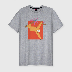 Мужская футболка хлопок Slim с принтом Яркий ленивец серия второй в Белгороде, 92% хлопок, 8% лайкра | приталенный силуэт, круглый вырез ворота, длина до линии бедра, короткий рукав | sloth | векторная графика | животные | звери | ленивец | яркий принт