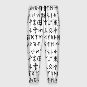 Мужские брюки 3D с принтом скандинавские руны на белом фоне в Санкт-Петербурге, 100% полиэстер | манжеты по низу, эластичный пояс регулируется шнурком, по бокам два кармана без застежек, внутренняя часть кармана из мелкой сетки | ethnic | folk | nordic | runes | scandinavia | slav | vikings | викинги | руны | скандинавия | славяне | фолк | фольклор | этника | этно | язычество