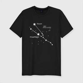 Мужская футболка хлопок Slim с принтом Созвездие телец в Новосибирске, 92% хлопок, 8% лайкра | приталенный силуэт, круглый вырез ворота, длина до линии бедра, короткий рукав | астрология | астрономия | гороскоп | день | звезды | знак | зодиак | космос | рождения | созвездие | телец | тельца