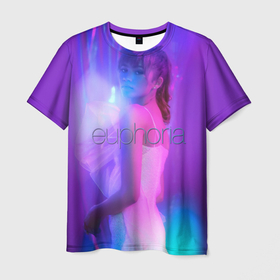 Мужская футболка 3D с принтом Euphoria   фиолетовый фон в Кировске, 100% полиэфир | прямой крой, круглый вырез горловины, длина до линии бедер | zendaya | зендея | ру беннетт | сериал euphoria | эйфория