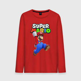 Мужской лонгслив хлопок с принтом Nintendo Mario в Новосибирске, 100% хлопок |  | jeans | mario | nintendo | plumber | red cap | super mario | switch | видео игра | водопроводчик | игра | красная кепка | марио | нинтендо | свитч | супер марио