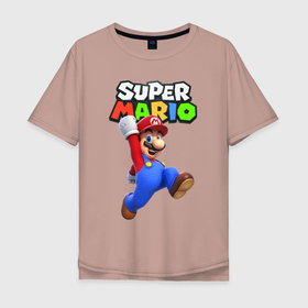 Мужская футболка хлопок Oversize с принтом Nintendo Mario в Кировске, 100% хлопок | свободный крой, круглый ворот, “спинка” длиннее передней части | jeans | mario | nintendo | plumber | red cap | super mario | switch | видео игра | водопроводчик | игра | красная кепка | марио | нинтендо | свитч | супер марио