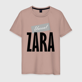 Мужская футболка хлопок с принтом Unreal Zara в Новосибирске, 100% хлопок | прямой крой, круглый вырез горловины, длина до линии бедер, слегка спущенное плечо. | hype | motto | name | slogan | zara | девиз | зара | имя | слоган | хайп
