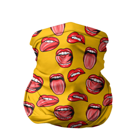 Бандана-труба 3D с принтом Wo Tong в Петрозаводске, 100% полиэстер, ткань с особыми свойствами — Activecool | плотность 150‒180 г/м2; хорошо тянется, но сохраняет форму | ellow | lips | mouth | red | teeth | tongue | woman | губы | желтый | женский | зубы | красный | рот | язык