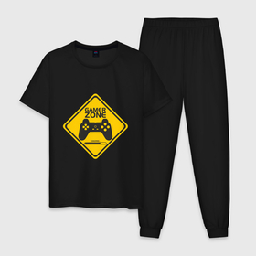Мужская пижама хлопок с принтом Игровая Территория , 100% хлопок | брюки и футболка прямого кроя, без карманов, на брюках мягкая резинка на поясе и по низу штанин
 | cybersport | видеоигры | загрузка | знак | зона | игры | киберспорт
