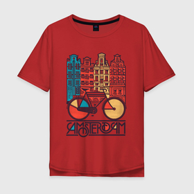 Мужская футболка хлопок Oversize с принтом Амстердам  город велосипедистов , 100% хлопок | свободный крой, круглый ворот, “спинка” длиннее передней части | амстердам | велосипед | голландия | европа | нидерланды | туризм