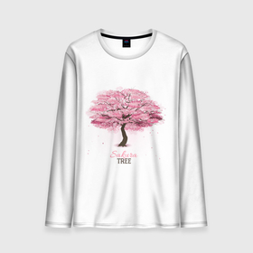 Мужской лонгслив 3D с принтом Sakura Tree в Тюмени, 100% полиэстер | длинные рукава, круглый вырез горловины, полуприлегающий силуэт | весна | вишня | восток | восходящее солнце | пробуждение | сакура | самурай | токио | философия | япония