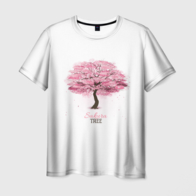 Мужская футболка 3D с принтом Sakura Tree в Кировске, 100% полиэфир | прямой крой, круглый вырез горловины, длина до линии бедер | весна | вишня | восток | восходящее солнце | пробуждение | сакура | самурай | токио | философия | япония