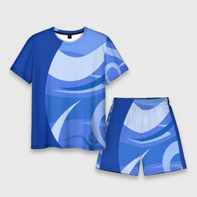 Мужской костюм с шортами 3D с принтом Голубые волны | Море релакс в Екатеринбурге,  |  | blue | laguna | relax | sea | tourist | travel | waves | абстракция | белый | блю | волны | лагуна | море | морской | океан | отдых | отдыхать | поездка | си | синий | турист | туристический