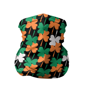 Бандана-труба 3D с принтом Клевер в цветах Ирландского флага паттерн в Новосибирске, 100% полиэстер, ткань с особыми свойствами — Activecool | плотность 150‒180 г/м2; хорошо тянется, но сохраняет форму | Тематика изображения на принте: clover | irish | pattern | st. patricks day | день святого патрика | ирландия | ирландский флаг | клевер | паттерн | праздник | растения | трилистник | туристический