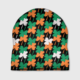 Шапка 3D с принтом Клевер в цветах Ирландского флага паттерн , 100% полиэстер | универсальный размер, печать по всей поверхности изделия | clover | irish | pattern | st. patricks day | день святого патрика | ирландия | ирландский флаг | клевер | паттерн | праздник | растения | трилистник | туристический