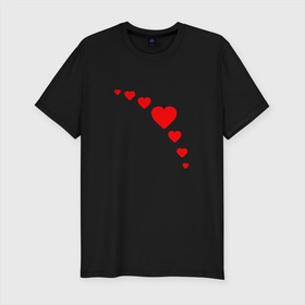 Мужская футболка хлопок Slim с принтом Сердечки (для любви) в Курске, 92% хлопок, 8% лайкра | приталенный силуэт, круглый вырез ворота, длина до линии бедра, короткий рукав | день влюбленных | любовь | подарок | праздник | сердечки | сердце
