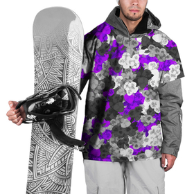 Накидка на куртку 3D с принтом Абстрактные фиалочки , 100% полиэстер |  | абстракция | анютины глазки | камуфляж | паттерн | фиалки | фиолетовый | цветочки | цветы