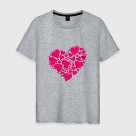 Мужская футболка хлопок с принтом Сердца (любовь) в Белгороде, 100% хлопок | прямой крой, круглый вырез горловины, длина до линии бедер, слегка спущенное плечо. | день влюбленных | день святого валентина | для двоих | любовь | подарок | праздник | сердце