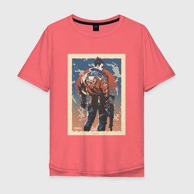 Мужская футболка хлопок Oversize с принтом Yoru art в Курске, 100% хлопок | свободный крой, круглый ворот, “спинка” длиннее передней части | game | games | valarant | valorant | валарант | валорант | игра | игры | юру