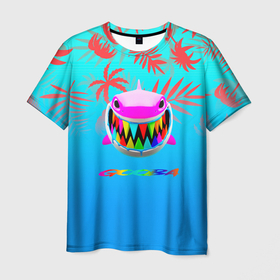 Мужская футболка 3D с принтом 6IX9INE tropical в Екатеринбурге, 100% полиэфир | прямой крой, круглый вырез горловины, длина до линии бедер | 6ix9ine | 6ix9ine акула | daniel hernandez | gooba | rap | shark | six nine | tekashi | акула | даниэль эрнандес | музыка | реп | сикс найн | текаши
