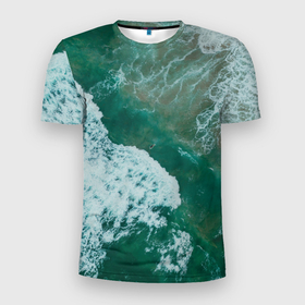 Мужская футболка 3D Slim с принтом Морская пена , 100% полиэстер с улучшенными характеристиками | приталенный силуэт, круглая горловина, широкие плечи, сужается к линии бедра | вода | волны | море | океан | отдых | пена | песок | пляж | прибой