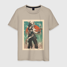 Мужская футболка хлопок с принтом Jett art в Тюмени, 100% хлопок | прямой крой, круглый вырез горловины, длина до линии бедер, слегка спущенное плечо. | game | games | valarant | valorant | валарант | валорант | джетт | игра | игры