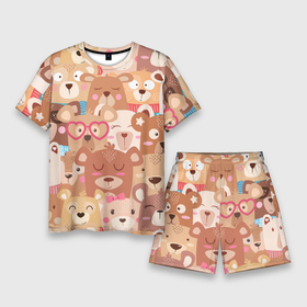 Мужской костюм с шортами 3D с принтом Teddy s ,  |  | Тематика изображения на принте: bear | bears | glases | heart | smile | star | sweet | teddy | звезда | медведи | медведь | мишки | очки | сердце | сладкий | тедди | улыбка