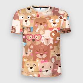 Мужская футболка 3D Slim с принтом Teddy s , 100% полиэстер с улучшенными характеристиками | приталенный силуэт, круглая горловина, широкие плечи, сужается к линии бедра | bear | bears | glases | heart | smile | star | sweet | teddy | звезда | медведи | медведь | мишки | очки | сердце | сладкий | тедди | улыбка