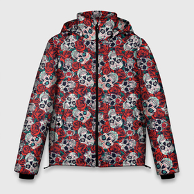 Мужская зимняя куртка 3D с принтом Skulls  roses в Новосибирске, верх — 100% полиэстер; подкладка — 100% полиэстер; утеплитель — 100% полиэстер | длина ниже бедра, свободный силуэт Оверсайз. Есть воротник-стойка, отстегивающийся капюшон и ветрозащитная планка. 

Боковые карманы с листочкой на кнопках и внутренний карман на молнии. | bone | bones | flowers | rose | roses | skull | skulls | кости | роза | розы | цветы | череп
