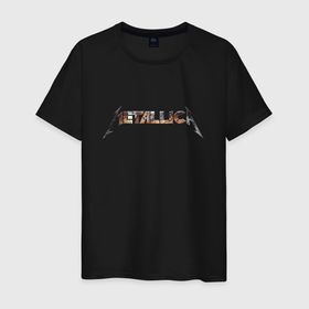 Мужская футболка хлопок с принтом Metallica emblem в Санкт-Петербурге, 100% хлопок | прямой крой, круглый вырез горловины, длина до линии бедер, слегка спущенное плечо. | group | guitar | metallica | music | thrash metal | гитара | группа | металлика | трэшметал