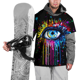 Накидка на куртку 3D с принтом Арт Глаз Брызги в Екатеринбурге, 100% полиэстер |  | Тематика изображения на принте: арт | брызги | глаза | звёзды | кляксы | космос | краски | неон | ночное небо