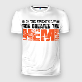 Мужская футболка 3D Slim с принтом HEMI в Тюмени, 100% полиэстер с улучшенными характеристиками | приталенный силуэт, круглая горловина, широкие плечи, сужается к линии бедра | 5.7liters | hemi | hemiengine | hemipower | thehemi