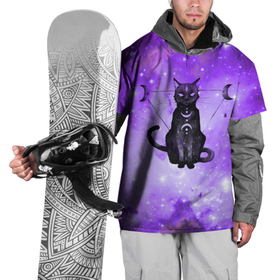 Накидка на куртку 3D с принтом космическая черная кошка в Курске, 100% полиэстер |  | cat | cosmos | астрономия | вселенная | галактика | звезды | инопланетяне | космос | кошка | нло
