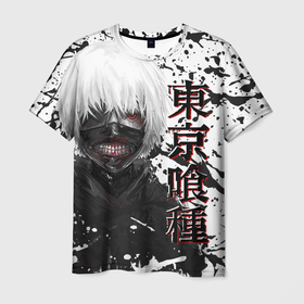 Мужская футболка 3D с принтом Tokyo Ghoul (Kaneki Ken)   Токийский Гуль (Канэки Кэн) в Петрозаводске, 100% полиэфир | прямой крой, круглый вырез горловины, длина до линии бедер | anime | kaneki | tokyo ghoul | аниме | гуль | иероглиф | канеки | кен | манга | перерождение | сасаки хайсе | токийский | япония