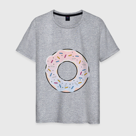 Мужская футболка хлопок с принтом Омномном пончик , 100% хлопок | прямой крой, круглый вырез горловины, длина до линии бедер, слегка спущенное плечо. | вкусно | вкусное | вкусняшка | еда | омномном | пирожное | пирожок | пончик | сладко | сладость