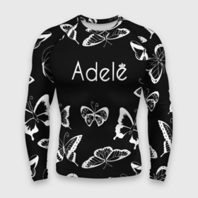 Мужской рашгард 3D с принтом Адель летящие бабочки ,  |  | adele | adele adkins | logo | адель | адель эдкинс | британская певица | лого | логотип | музыка | певица