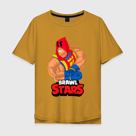 Мужская футболка хлопок Oversize с принтом ГРОМ BRAWLSTARS ART GROM в Курске, 100% хлопок | свободный крой, круглый ворот, “спинка” длиннее передней части | brawl | brawl stars | brawlstars | grom | бравлстарс | гром