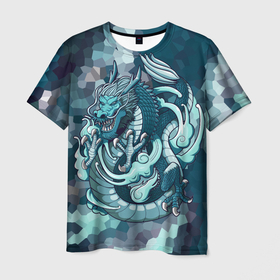 Мужская футболка 3D с принтом Дракон стихия воды в Курске, 100% полиэфир | прямой крой, круглый вырез горловины, длина до линии бедер | вода | дракон | змей | монстры | стихия | фантастика | чудовище