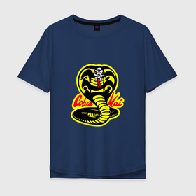Мужская футболка хлопок Oversize с принтом Кобра кай лого в Тюмени, 100% хлопок | свободный крой, круглый ворот, “спинка” длиннее передней части | cobra | kai | кай | карате | кобра | сериал