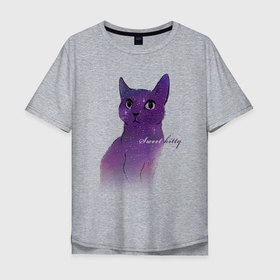 Мужская футболка хлопок Oversize с принтом Sweet Kitty , 100% хлопок | свободный крой, круглый ворот, “спинка” длиннее передней части | cat | kitten | kitty | sweet | космос | кот | кошка