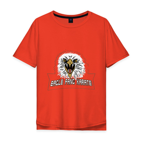 Мужская футболка хлопок Oversize с принтом Кобра кай орел лого в Белгороде, 100% хлопок | свободный крой, круглый ворот, “спинка” длиннее передней части | Тематика изображения на принте: единоборства | карате | кобра кай | орел | сериал